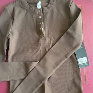 90 Degree by Reflex Ribbed Crew Top XS | Whitecap Gray | NWT